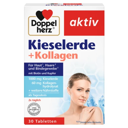 Abbildung der Produktverpackung Doppelherz aktiv Kieselerde + Kollagen Frontansicht